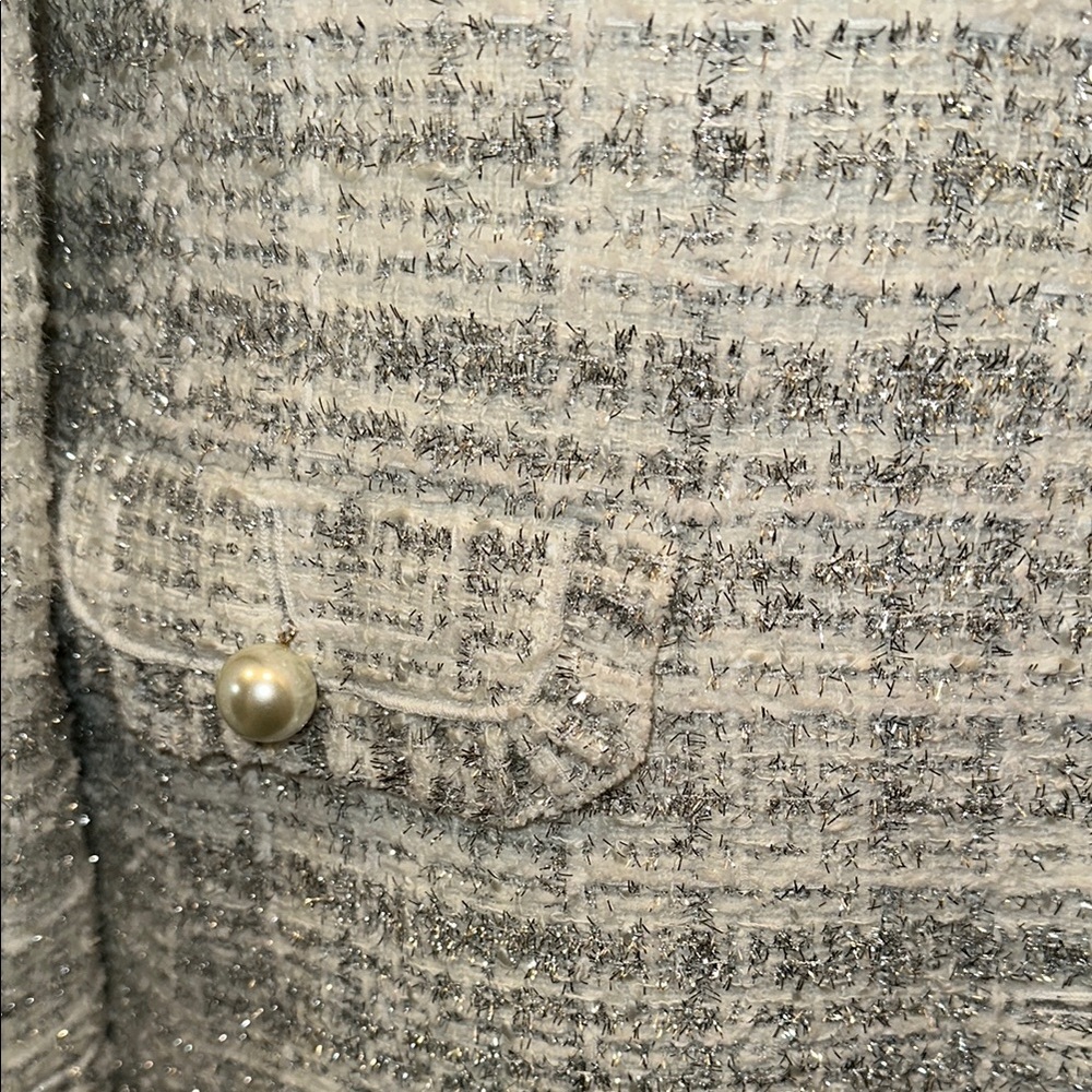 Kate Spade Star Bright Sparkly Tweed Coat in Cream and Silver, Size 4 - EUC - Picture 7 of 7